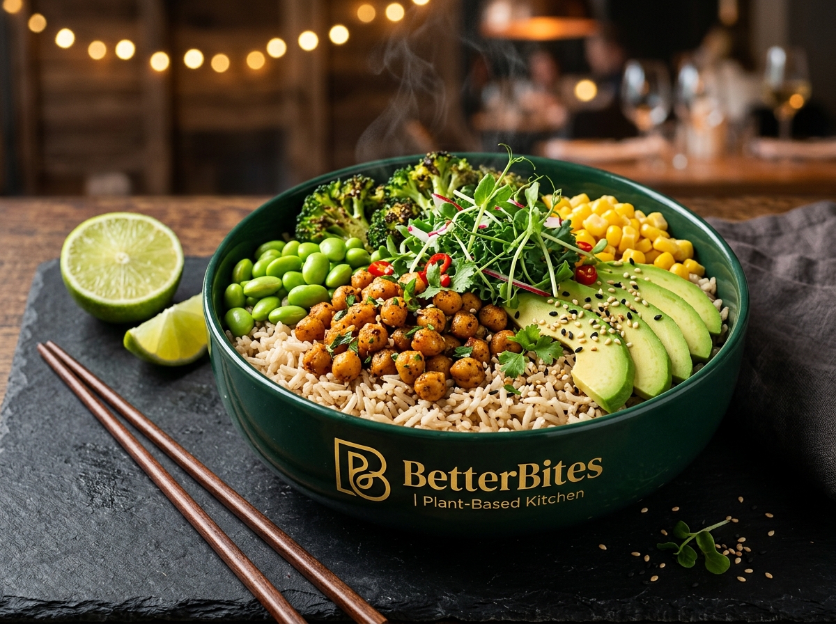 A colourful tofu and vegetable bowl